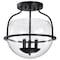 Nuvo Amado 3-Light Semi Flush Mount Matte Black Clear Glass 60/7823